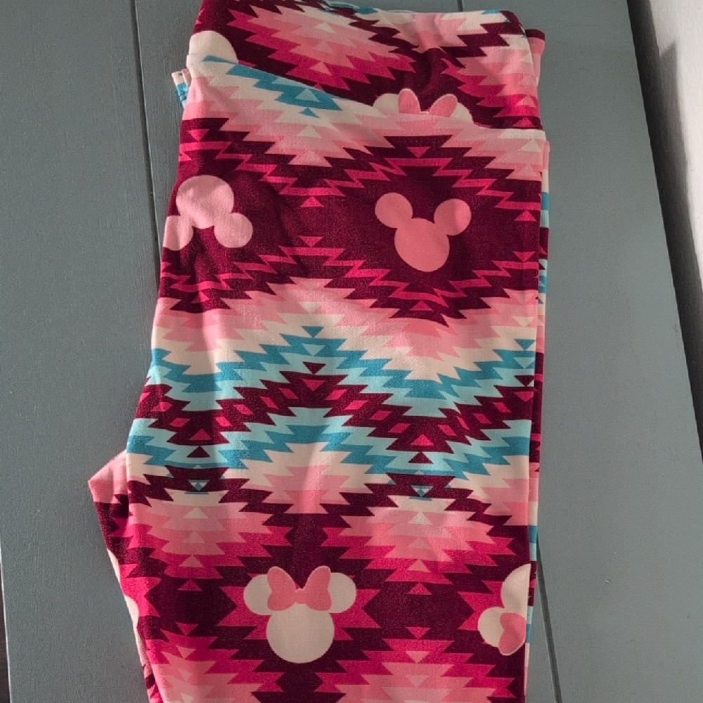 LuLaRoe Pink and Blue Patterned Leggings